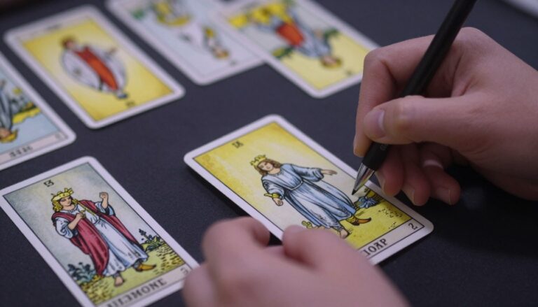 mains tirant des cartes de tarot pour consultation amoureuse