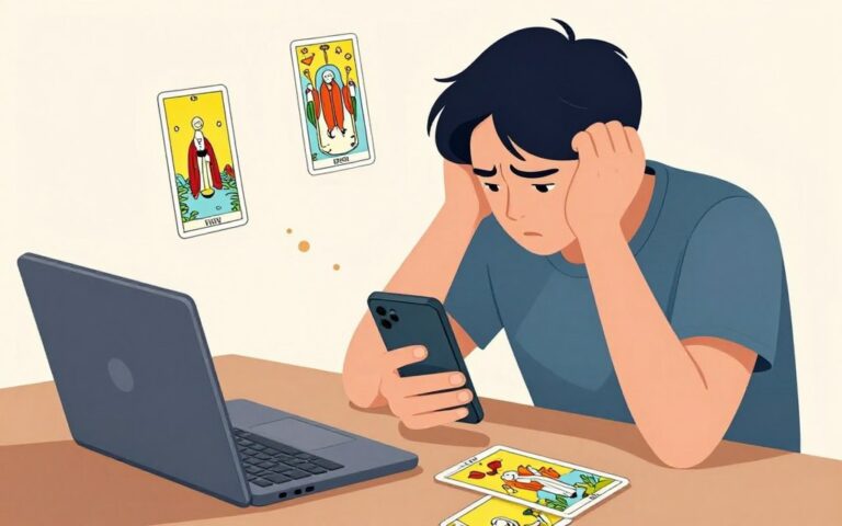 personne stressée consultant trop souvent le tarot