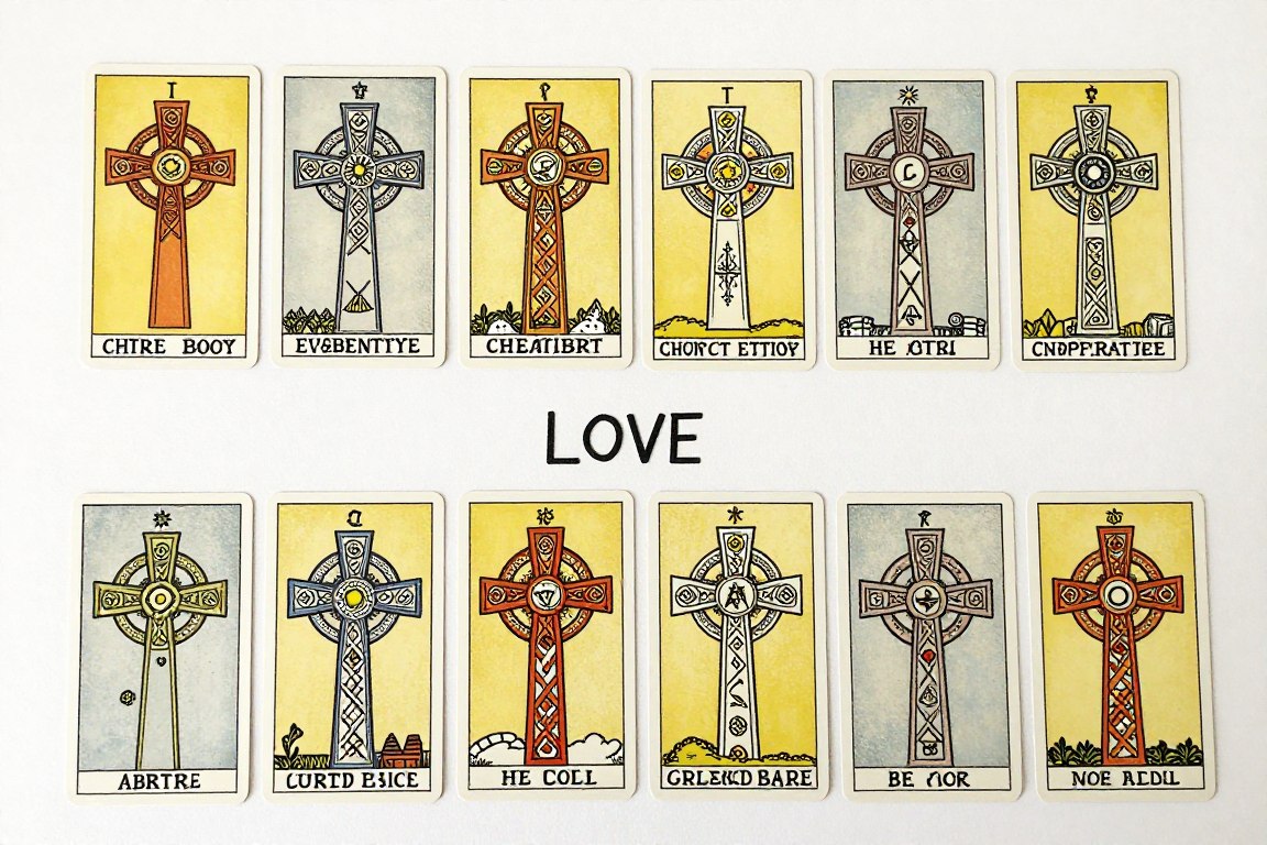 Cartes de tarot disposées pour un tirage